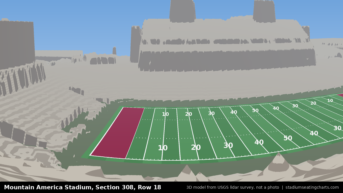 View from Mountain America Stadium Section 308, Row 18, looking toward the field
