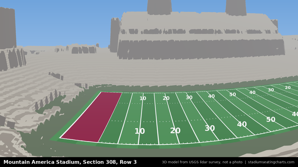 View from Mountain America Stadium Section 308, Row 3, looking toward the field
