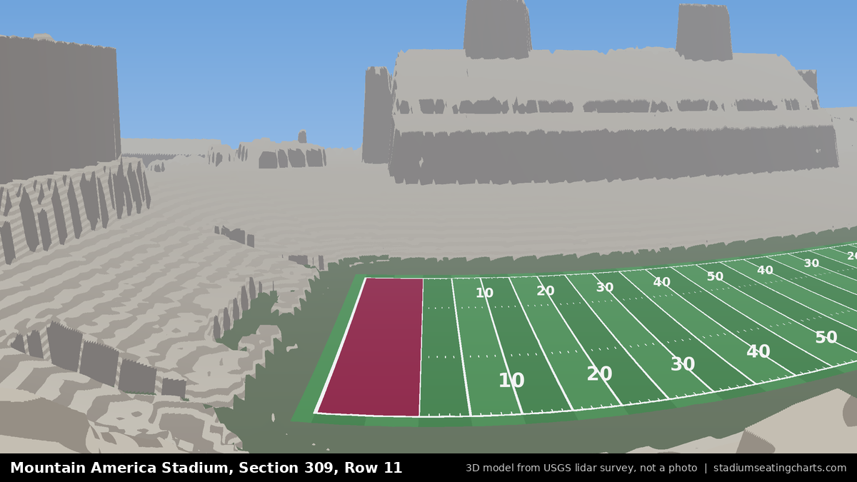 View from Mountain America Stadium Section 309, Row 11, looking toward the field