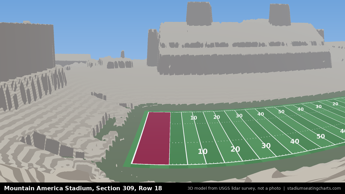 View from Mountain America Stadium Section 309, Row 18, looking toward the field