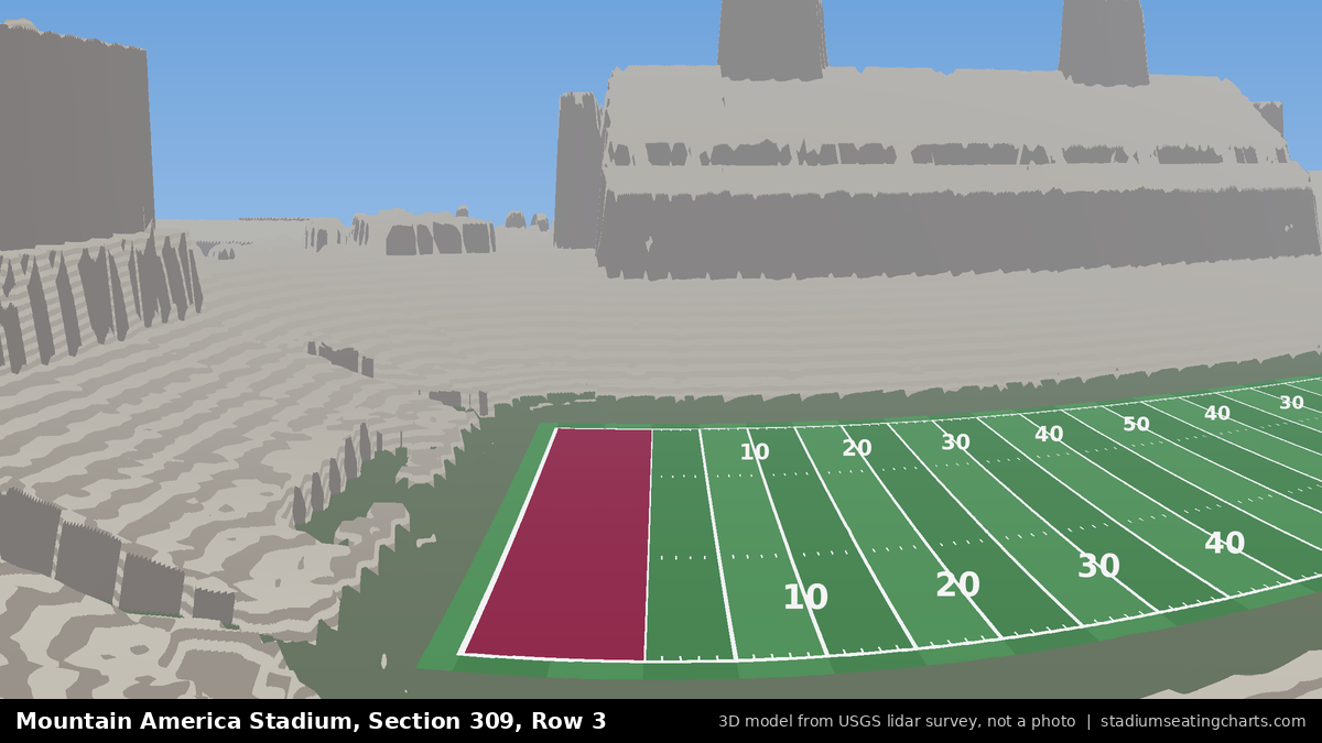 View from Mountain America Stadium Section 309, Row 3, looking toward the field