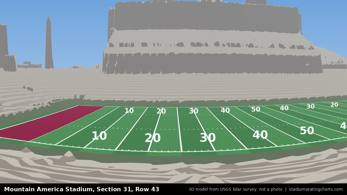 View from Mountain America Stadium Section 31, Row 43, looking toward the field