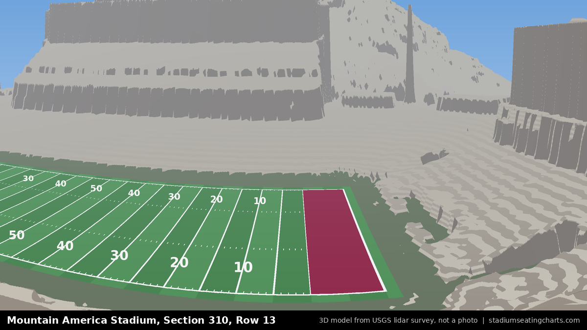 View from Mountain America Stadium Section 310, Row 13, looking toward the field