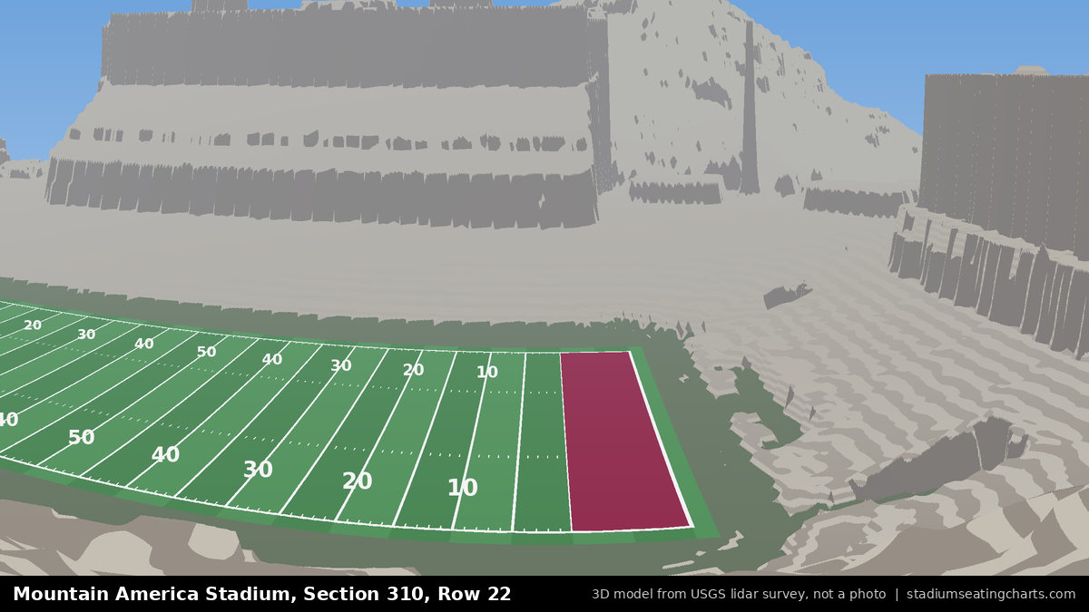 View from Mountain America Stadium Section 310, Row 22, looking toward the field