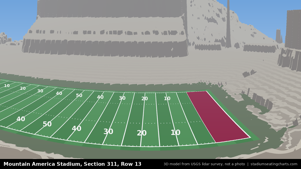 View from Mountain America Stadium Section 311, Row 13, looking toward the field