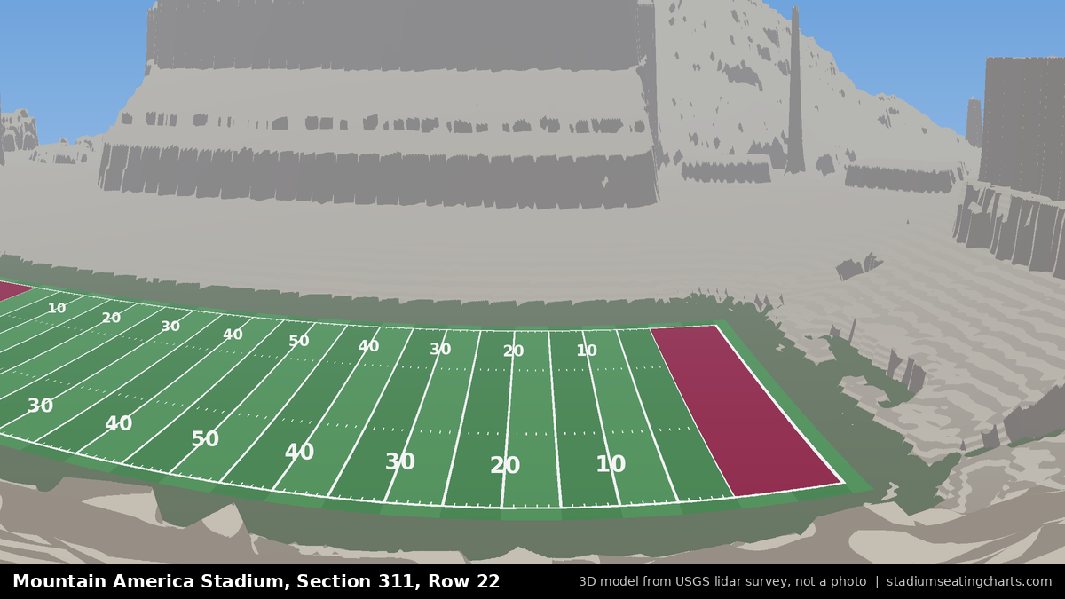 View from Mountain America Stadium Section 311, Row 22, looking toward the field