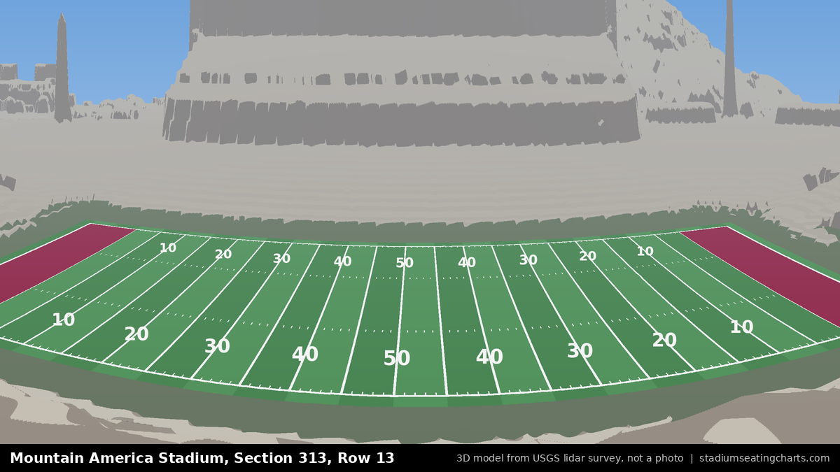 View from Mountain America Stadium Section 313, Row 13, looking toward the field