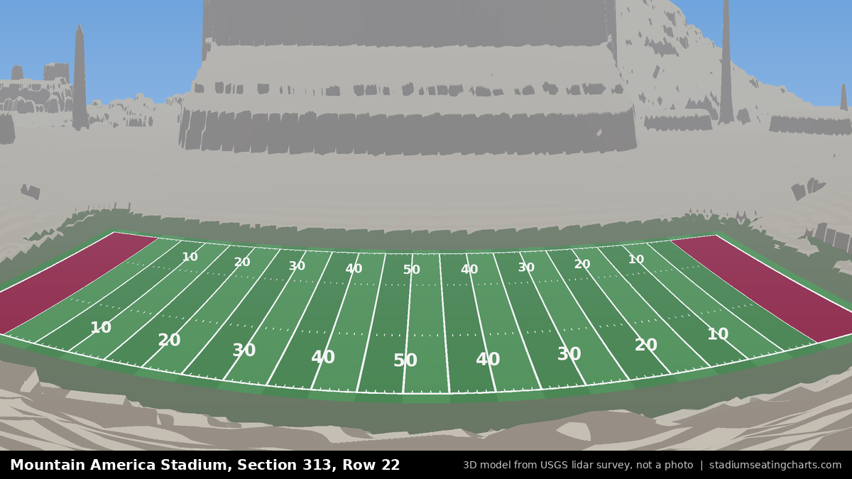 View from Mountain America Stadium Section 313, Row 22, looking toward the field