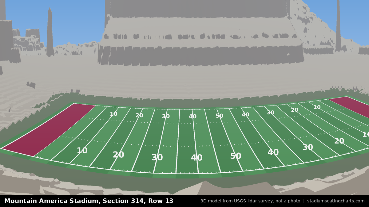 View from Mountain America Stadium Section 314, Row 13, looking toward the field