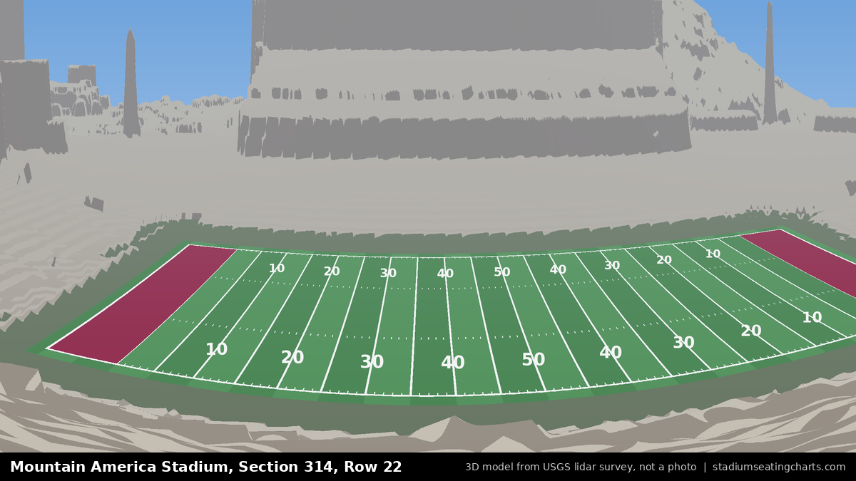 View from Mountain America Stadium Section 314, Row 22, looking toward the field