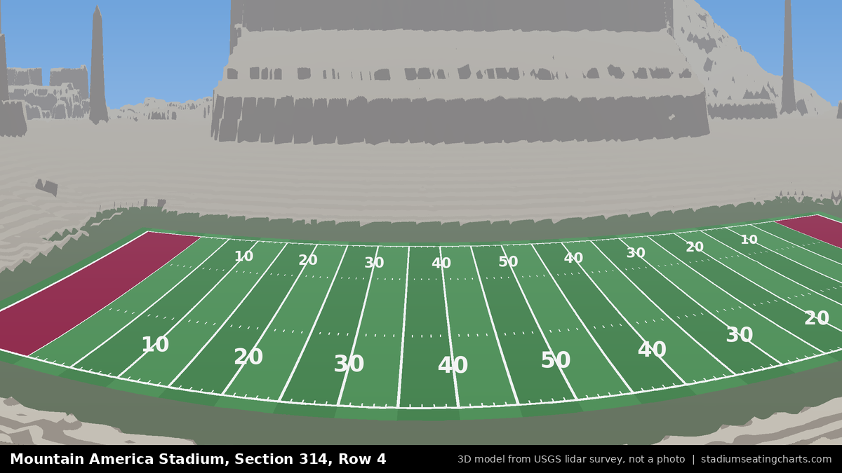 View from Mountain America Stadium Section 314, Row 4, looking toward the field