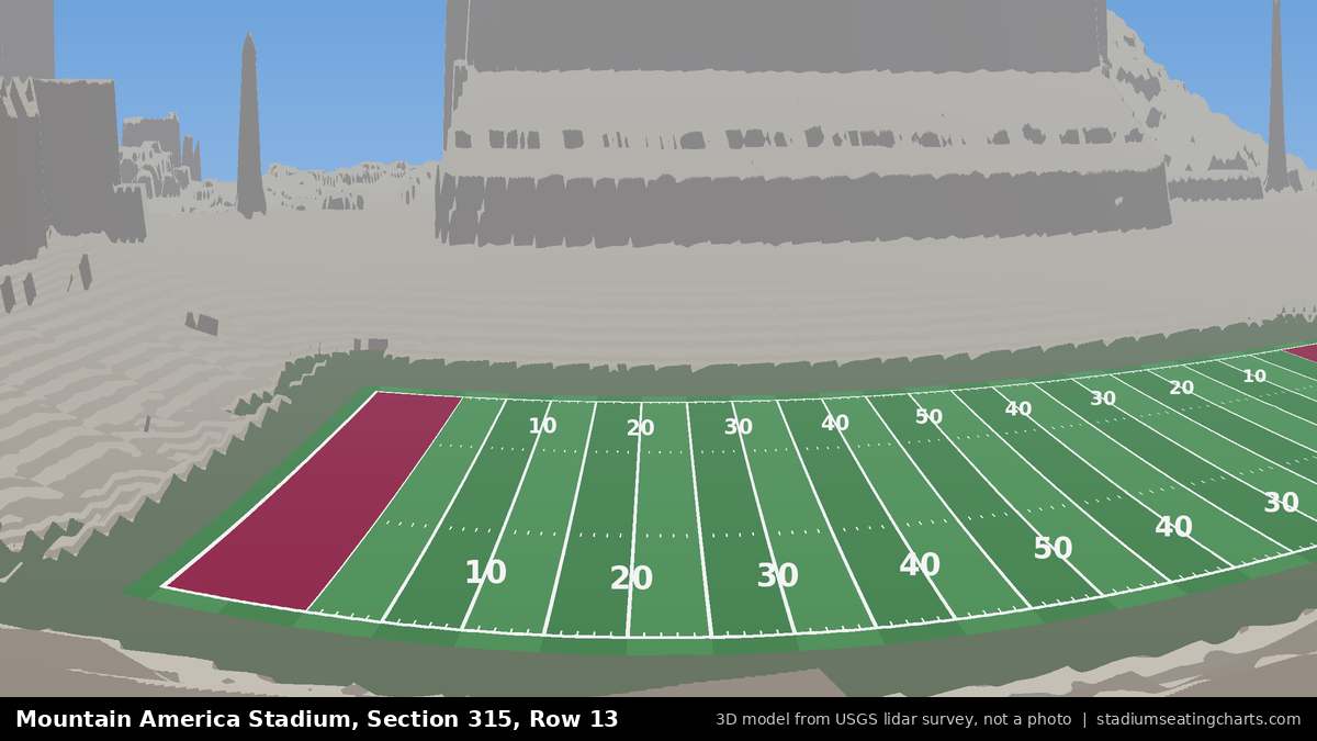 View from Mountain America Stadium Section 315, Row 13, looking toward the field