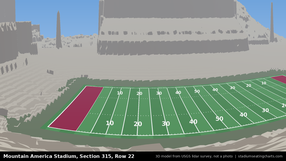 View from Mountain America Stadium Section 315, Row 22, looking toward the field