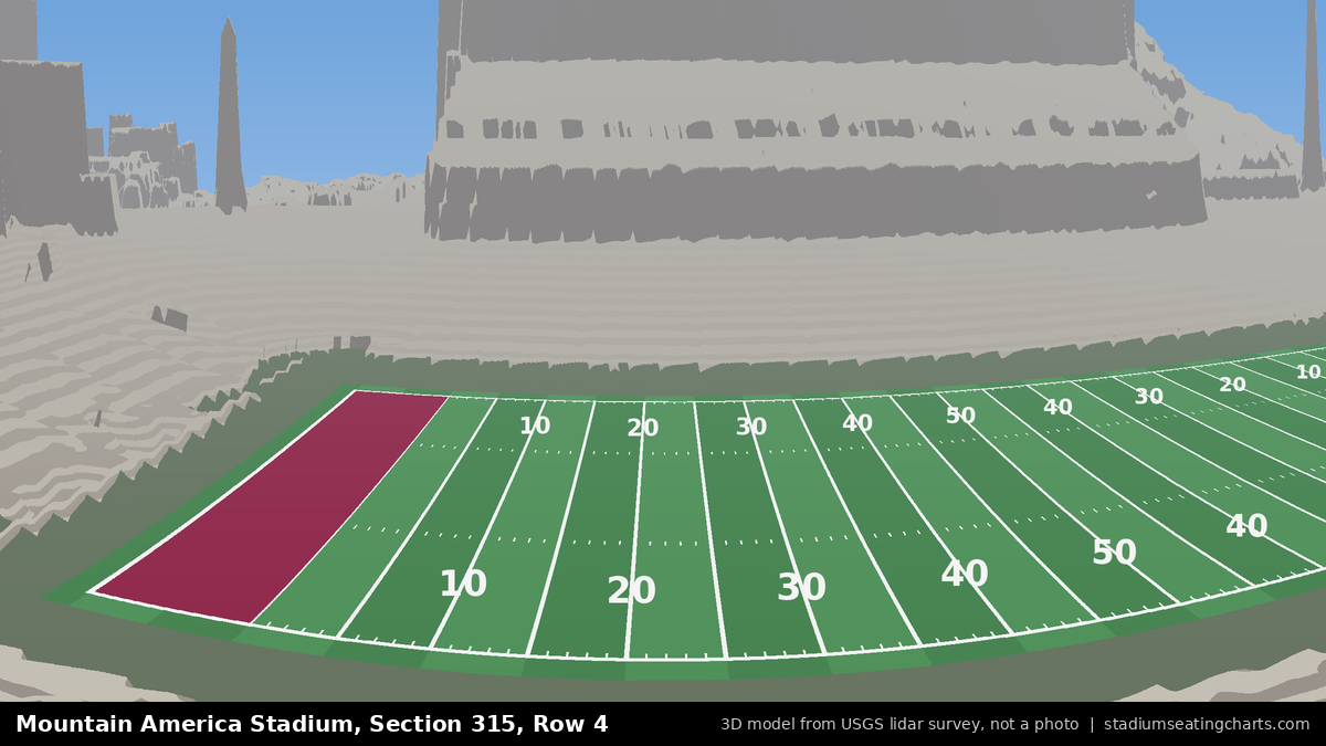 View from Mountain America Stadium Section 315, Row 4, looking toward the field