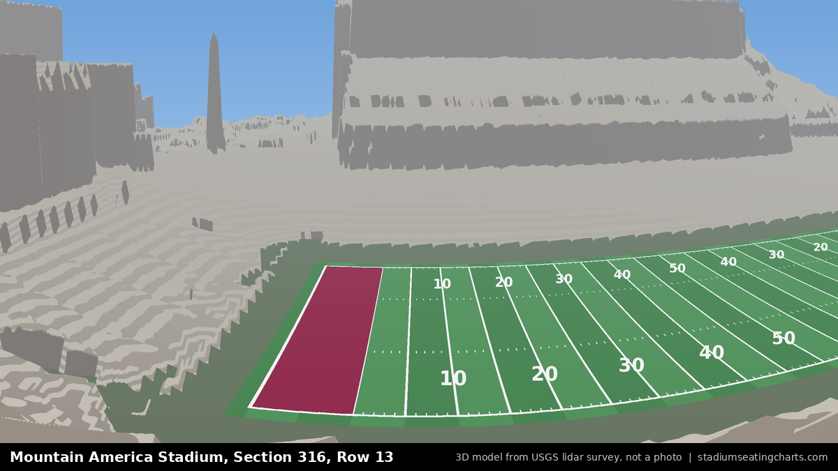 View from Mountain America Stadium Section 316, Row 13, looking toward the field