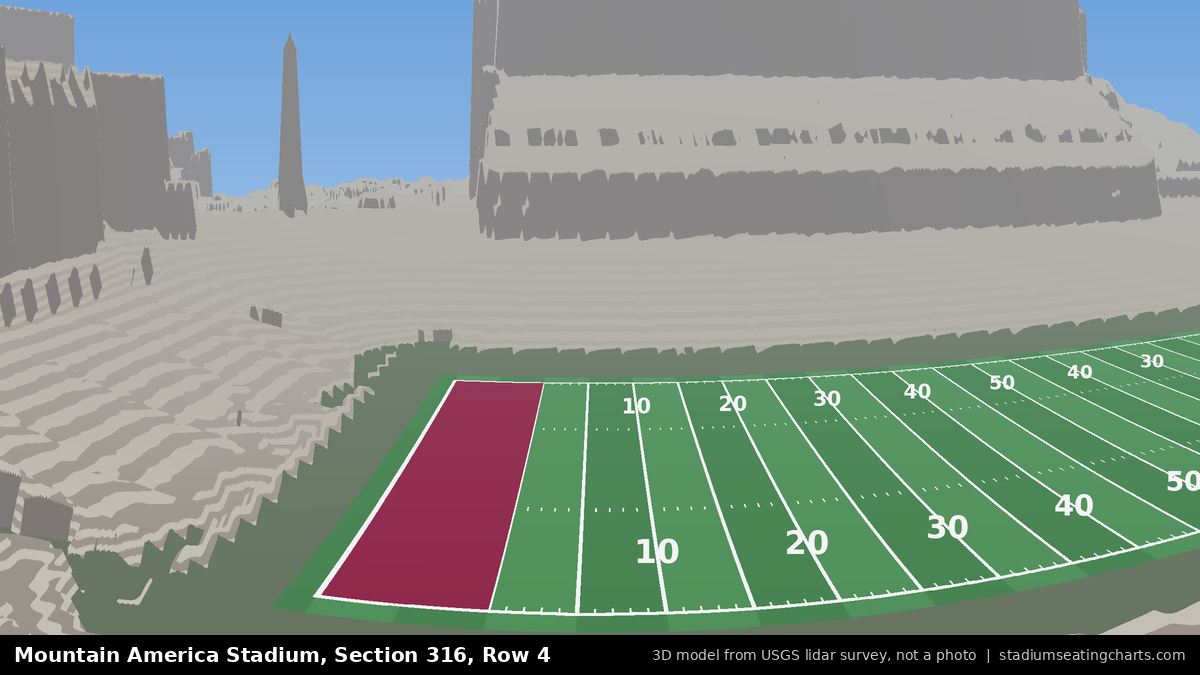 View from Mountain America Stadium Section 316, Row 4, looking toward the field