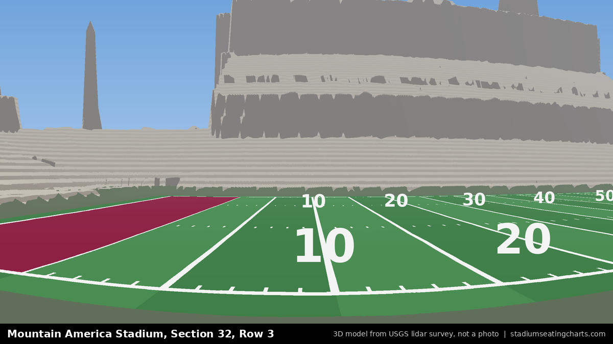 View from Mountain America Stadium Section 32, Row 3, looking toward the field