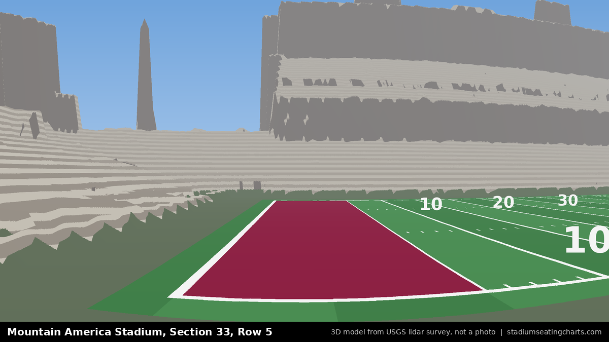 View from Mountain America Stadium Section 33, Row 5, looking toward the field