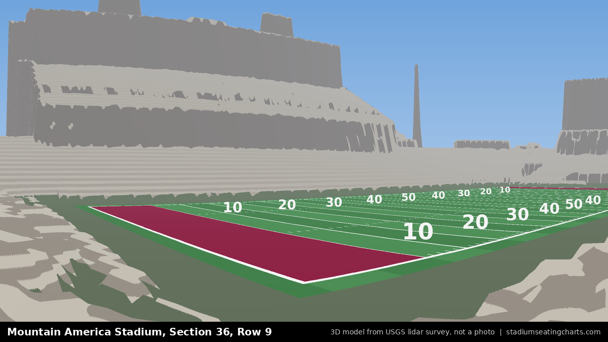 View from Mountain America Stadium Section 36, Row 9, looking toward the field