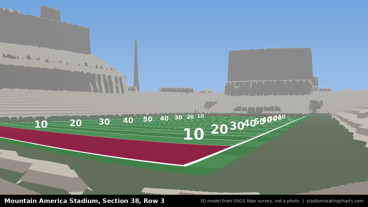 View from Mountain America Stadium Section 38, Row 3, looking toward the field