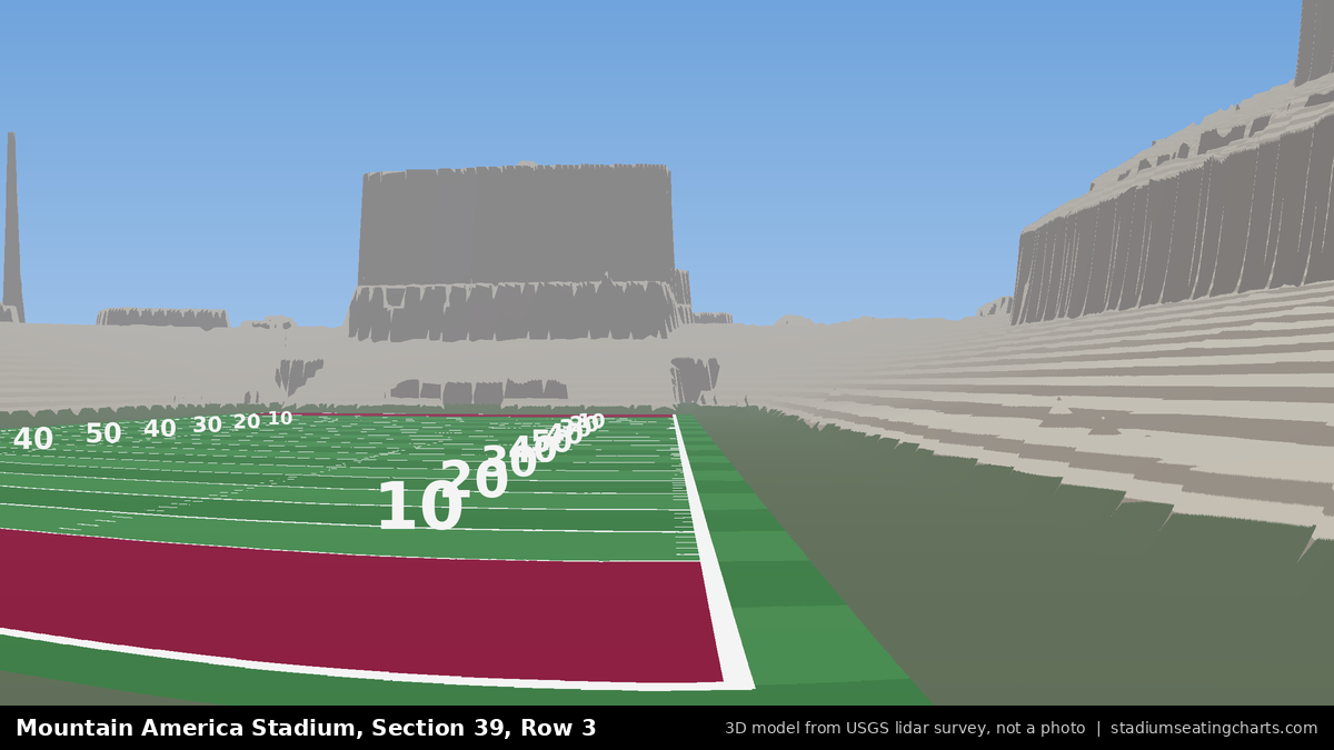 View from Mountain America Stadium Section 39, Row 3, looking toward the field
