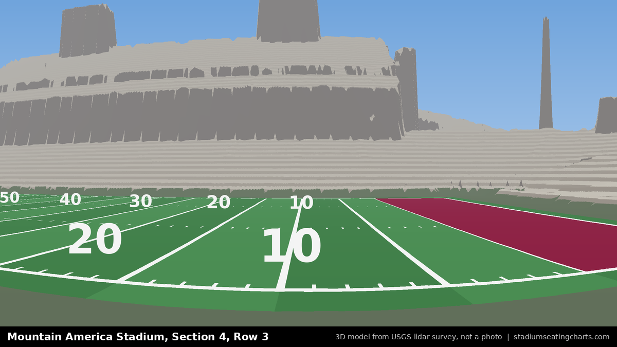 View from Mountain America Stadium Section 4, Row 3, looking toward the field