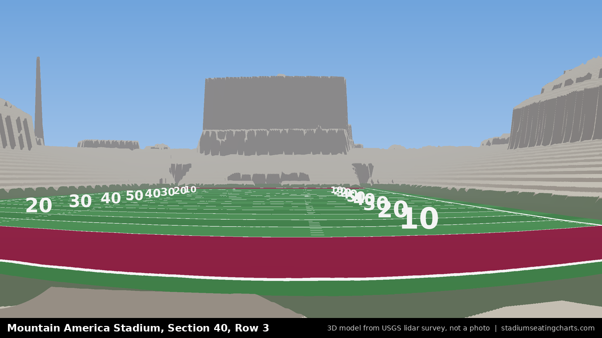 View from Mountain America Stadium Section 40, Row 3, looking toward the field