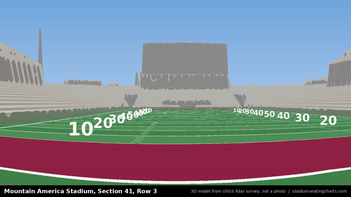 View from Mountain America Stadium Section 41, Row 3, looking toward the field