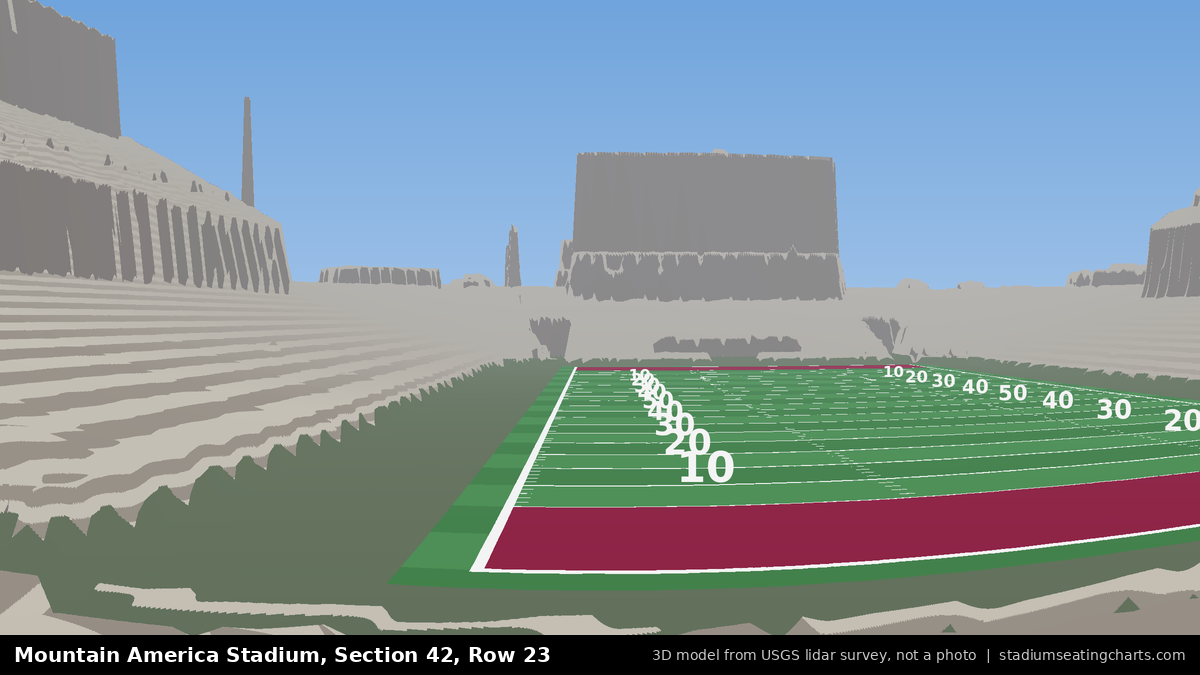 View from Mountain America Stadium Section 42, Row 23, looking toward the field