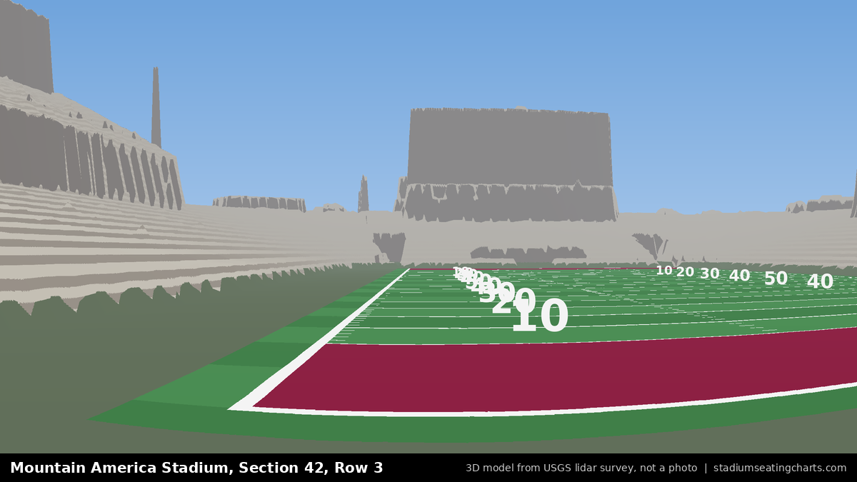View from Mountain America Stadium Section 42, Row 3, looking toward the field