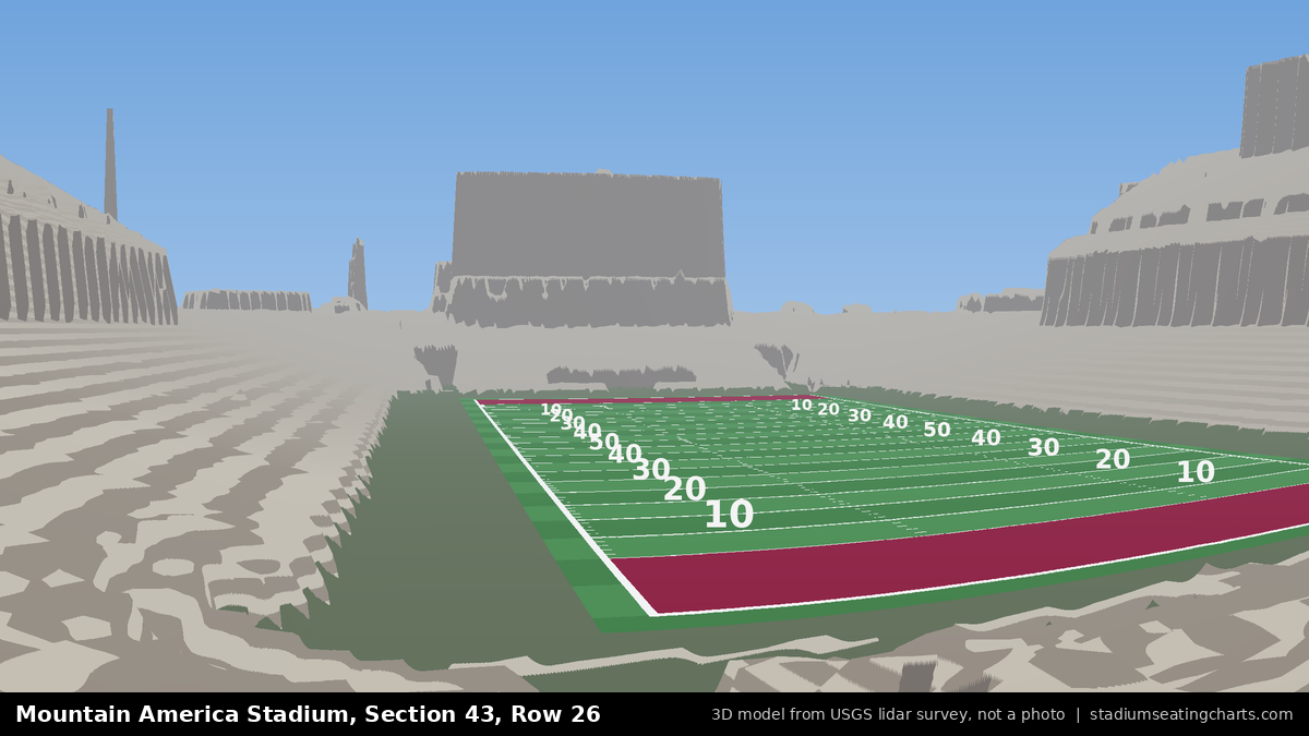 View from Mountain America Stadium Section 43, Row 26, looking toward the field