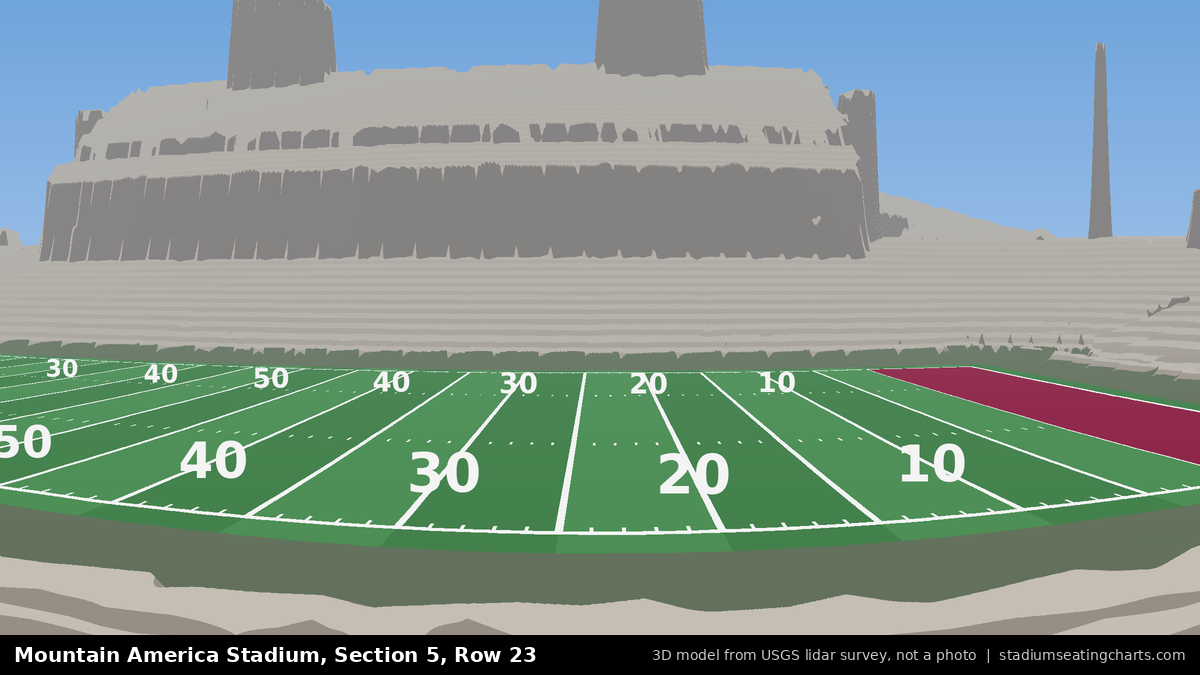 View from Mountain America Stadium Section 5, Row 23, looking toward the field