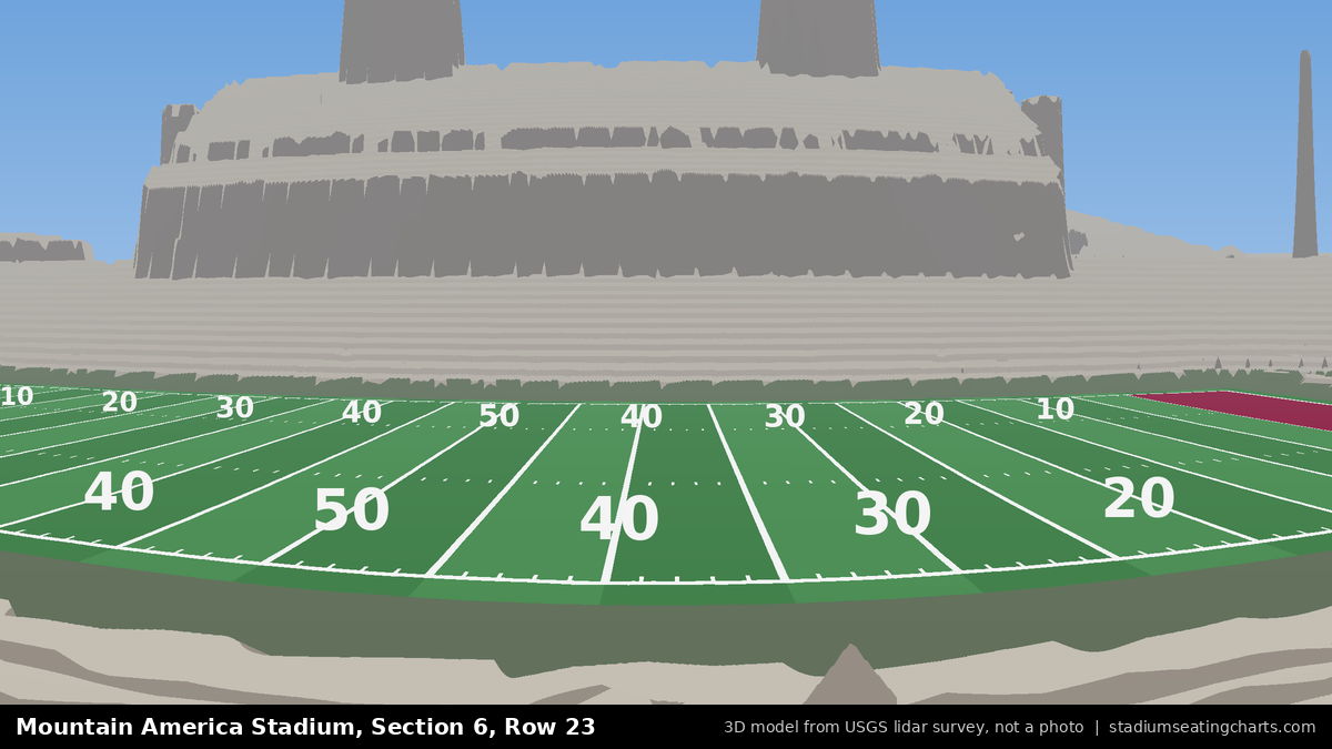 View from Mountain America Stadium Section 6, Row 23, looking toward the field