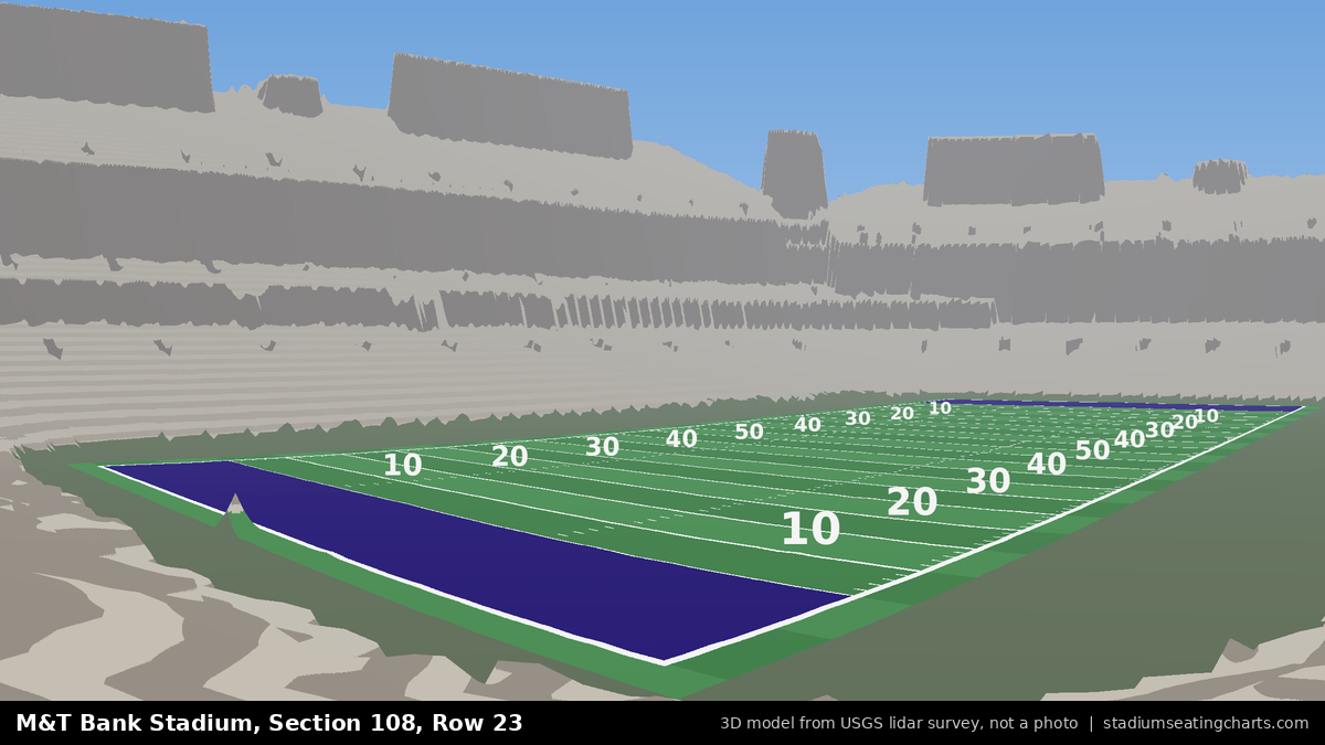 View from M&T Bank Stadium Section 108, Row 23, looking toward the field