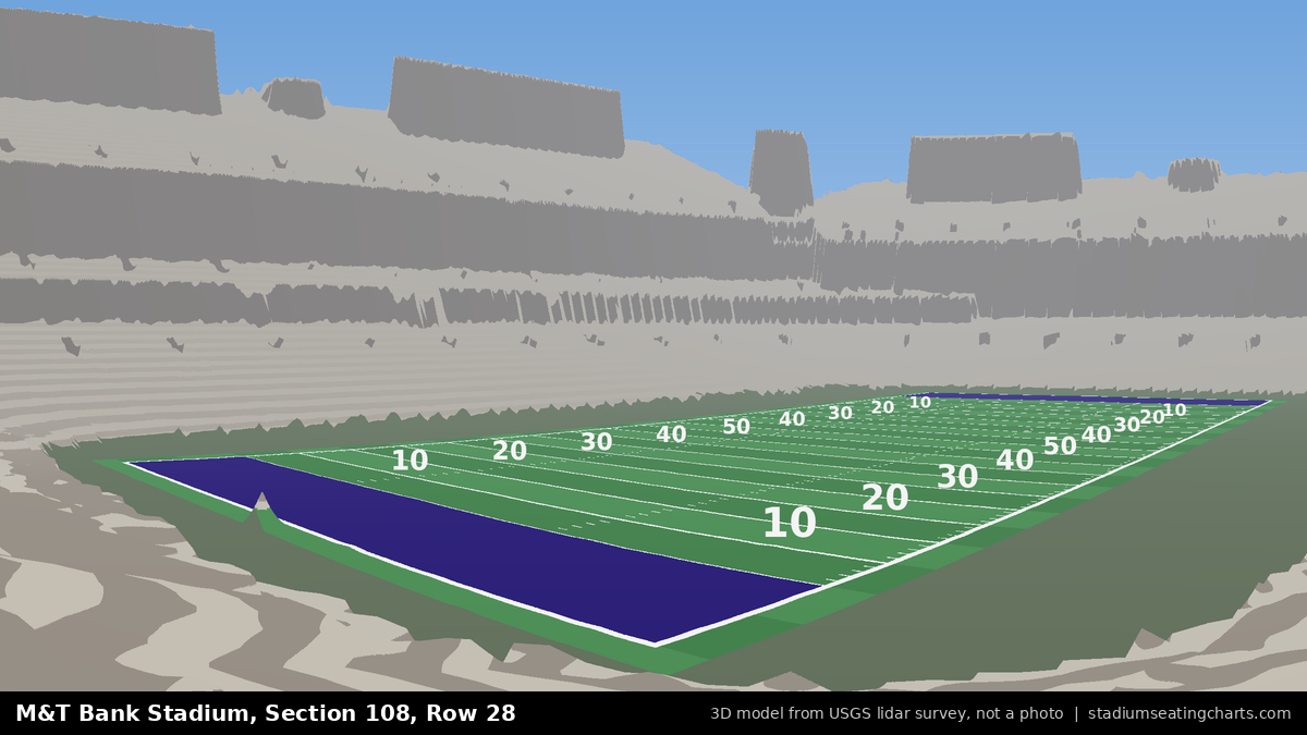 View from M&T Bank Stadium Section 108, Row 28, looking toward the field