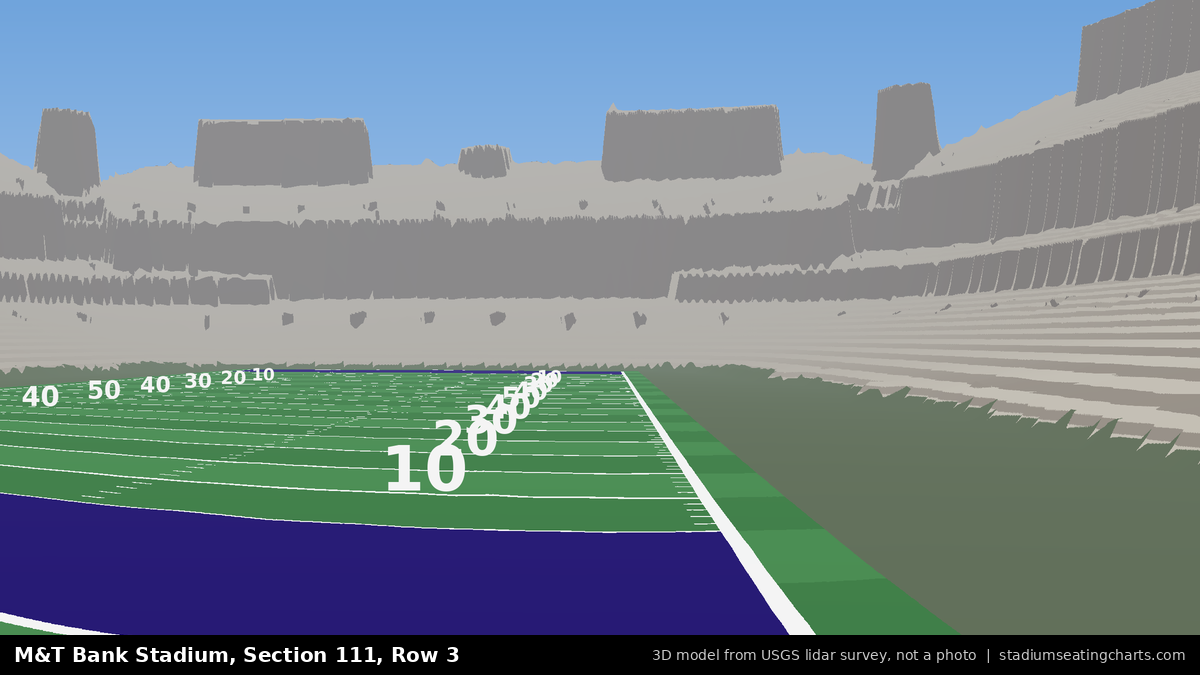 View from M&T Bank Stadium Section 111, Row 3, looking toward the field