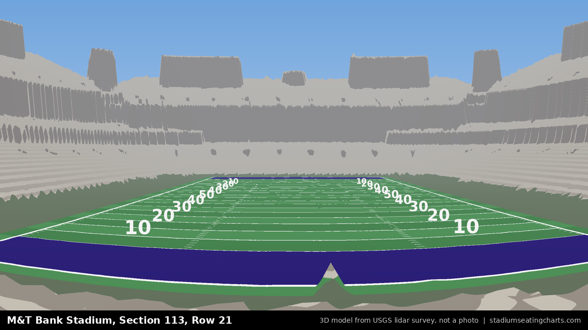 View from M&T Bank Stadium Section 113, Row 21, looking toward the field