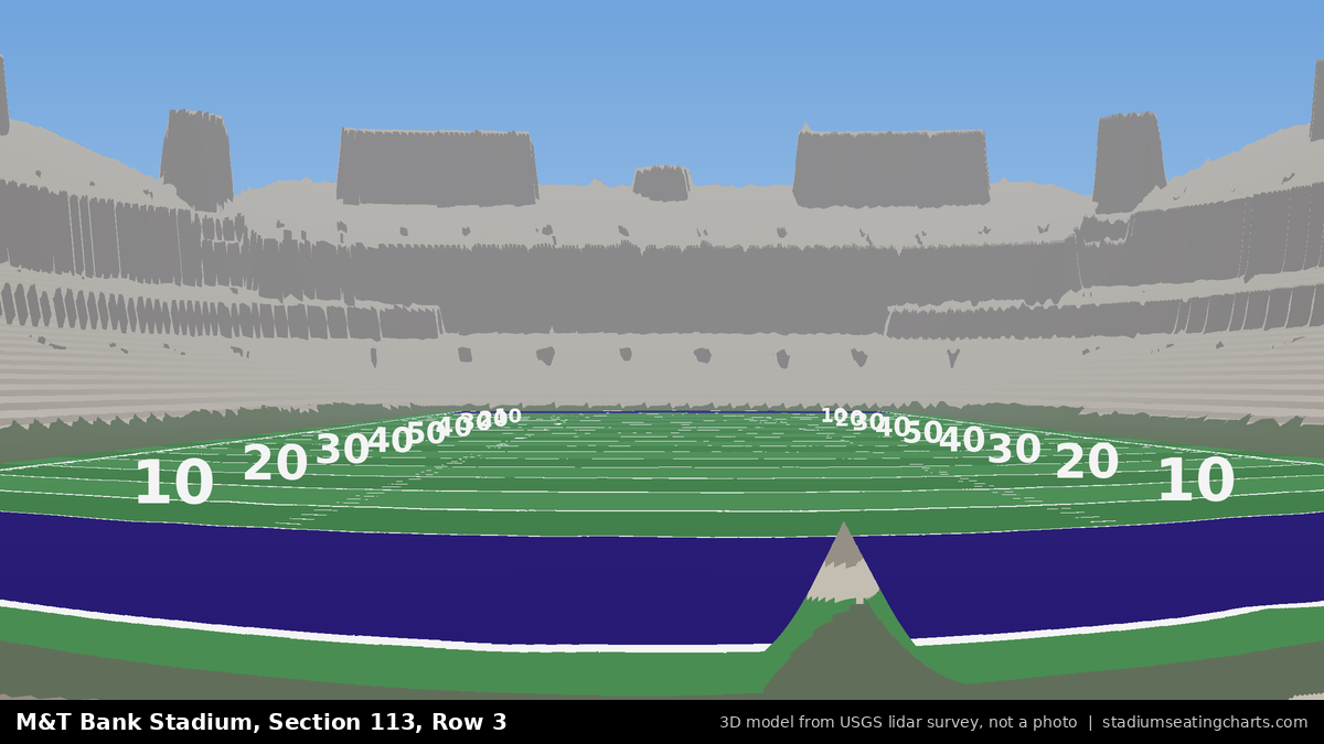 View from M&T Bank Stadium Section 113, Row 3, looking toward the field