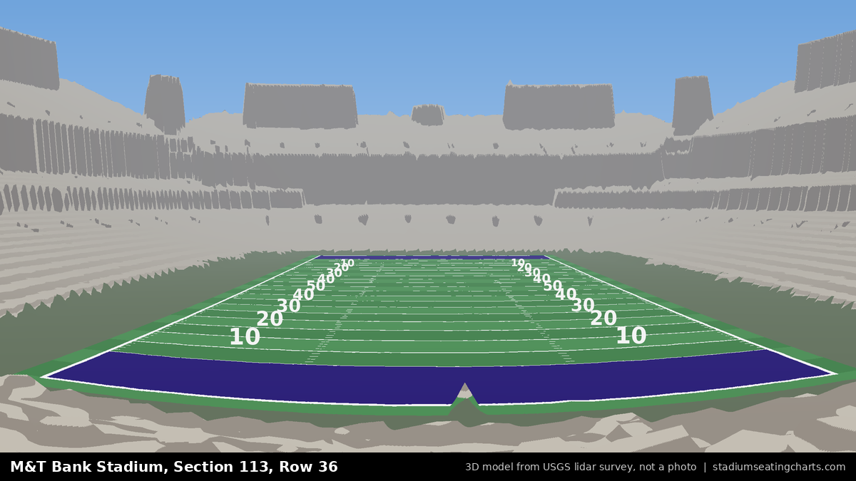 View from M&T Bank Stadium Section 113, Row 36, looking toward the field