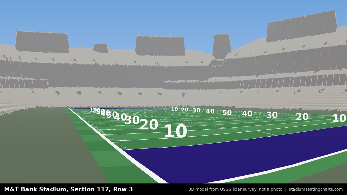 View from M&T Bank Stadium Section 117, Row 3, looking toward the field