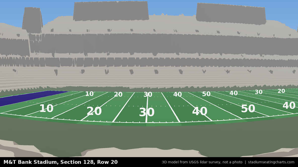 View from M&T Bank Stadium Section 128, Row 20, looking toward the field