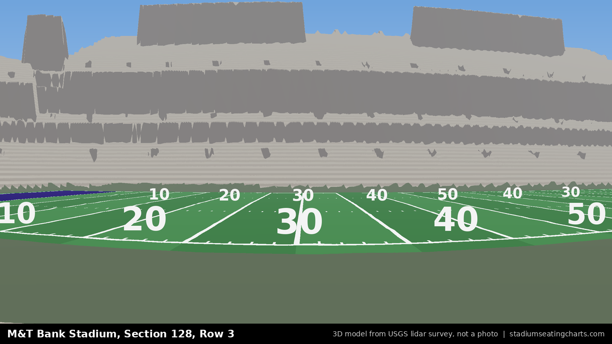 View from M&T Bank Stadium Section 128, Row 3, looking toward the field