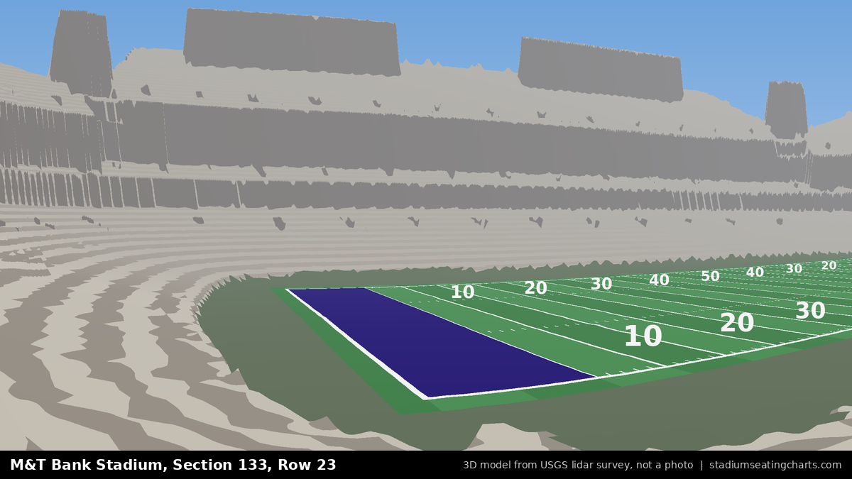 View from M&T Bank Stadium Section 133, Row 23, looking toward the field