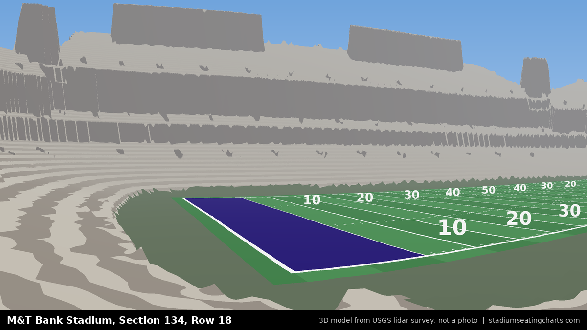 View from M&T Bank Stadium Section 134, Row 18, looking toward the field