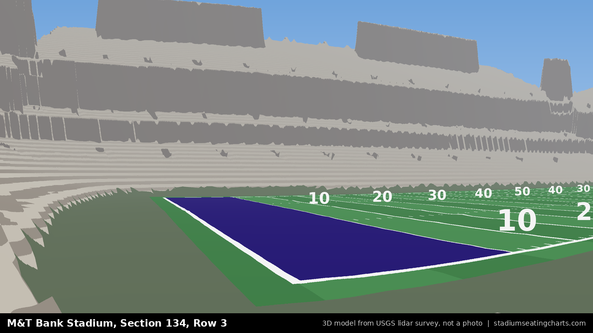View from M&T Bank Stadium Section 134, Row 3, looking toward the field
