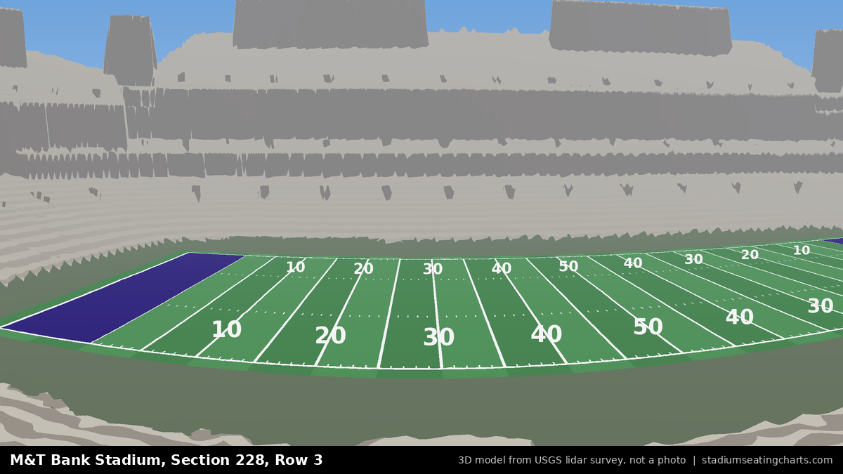 View from M&T Bank Stadium Section 228, Row 3, looking toward the field
