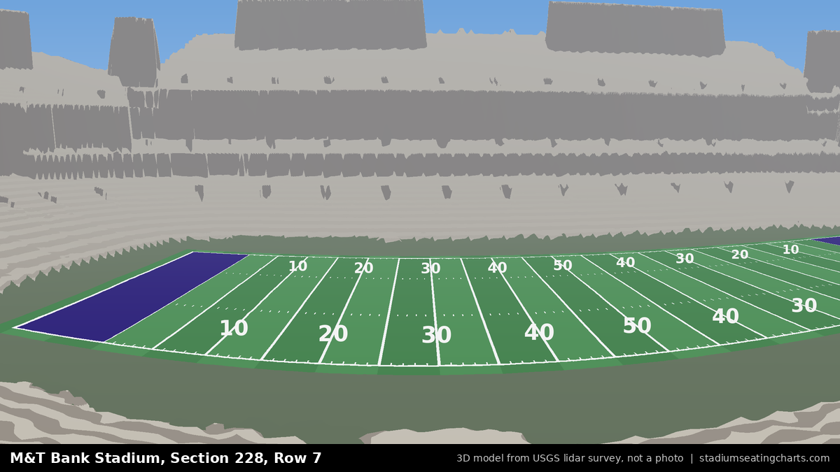 View from M&T Bank Stadium Section 228, Row 7, looking toward the field
