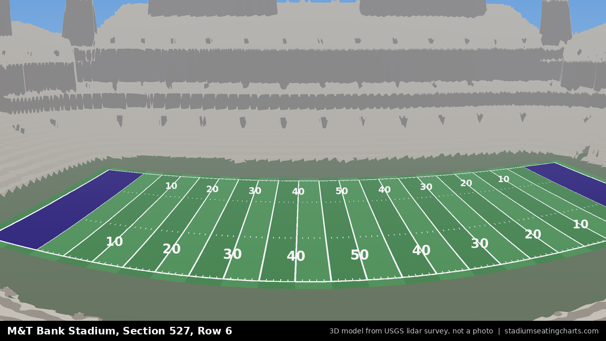 View from M&T Bank Stadium Section 527, Row 6, looking toward the field