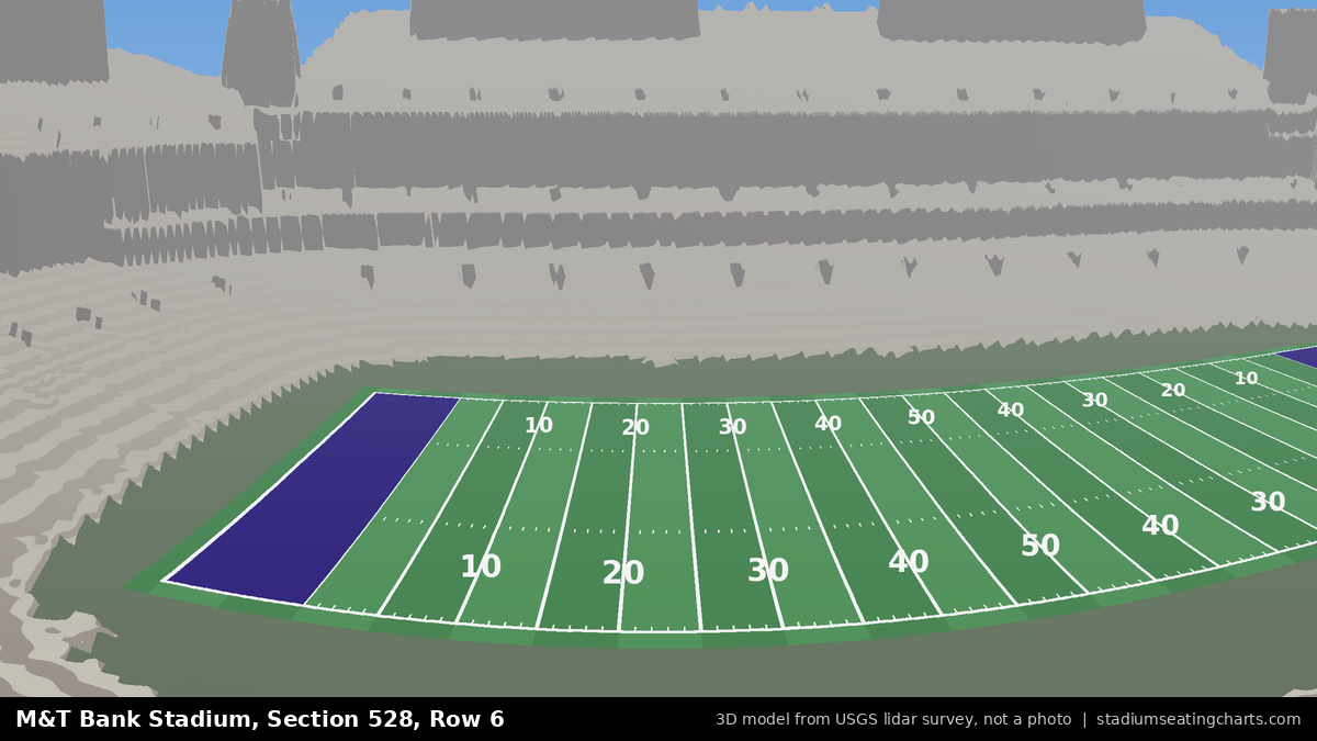 View from M&T Bank Stadium Section 528, Row 6, looking toward the field