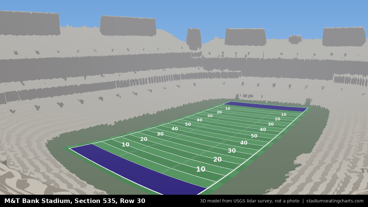 View from M&T Bank Stadium Section 535, Row 30, looking toward the field